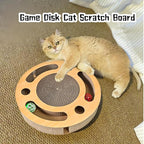3-in-1 Cat Scratcher Toy, 13 Inch Round High-Density Corrugated Paper Puzzle Mat & Lounge for Indoor Cats, Reinforced Scratch-Resistant Board for Furniture Protection（Wood Color）