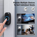 SECRUI Wireless Doorbell with 3Receivers 2 Push Buttons, Easy installation, Adjustable Volume, 58 Chimes, Colorful LED, 1000Ft Range, M520+F55, Black