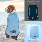KYEESE 2Pack Reflective Dog Shirt, Lightweight Sun Protection Dog T Shirts for Small Medium Dogs, Breathable Sleeveless Pet Tank Top Summer Dogs Clothes for Night Walking Outdoor, Lake Blue+Blue, XL