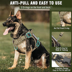 Tactical Dog Harness and Leash Set for Large Dogs,Heavy Duty No Pull Service Dog Vest and 10 Patches with Dog Seat Belt,Reflective Adjustable Pet Harness for Training Walking Hiking Camo L