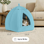 PETMAKER Indoor Cat House with Removable Foam Cushion for Cats, Kittens, Small Dogs & Small Pets, Plush Pet Bed Crate Tent Hideaway with Cozy Soft Interior, Small Animal Sleep & Rest Space