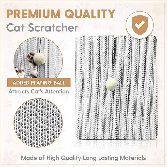 Handy Hound Cat Corner Scratcher - Innovative Cat Scratch Pad for Wall and Corner - Durable and Fun Cat Wall Scratcher for Sharp Claws - White