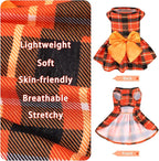 PUPTECK Plaid Fall Dog Dress Pet Apparel for Autumn with Cute Bowtie Puppy Clothes Outfit, Plaid, S