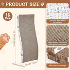 16pcs Small Cat Scratching Cardboard Bulk 13.4x6x0.8 Inch Durable Cat Scratch Pad Reversible Cardboard Safe for Indoor Kitten Shelter Stray Kitten Sleep Biting Play and Grind Claws(Wavy)