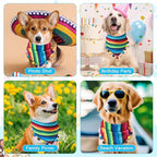 2 Pcs Mexican Dog Bandana Cinco De Mayo Fiesta Dog Costume Summer Mexican Pet Triangle Bib Adjustable with Pom Poms for Small Medium Pets Cats