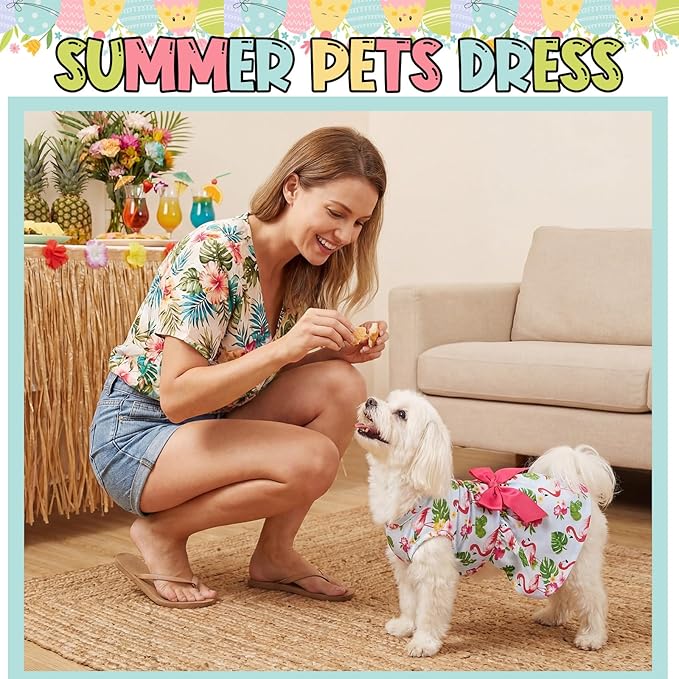 Abbylike 3 Pcs Seasonal Dog Outfits Easter Summer 4th of July Pet Costume Cotton Holiday Puppy Dress Lightweight Pet Apparel with Bowknot for Large Medium Dog Clothing, X-Small