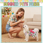 Abbylike 3 Pcs Seasonal Dog Outfits Easter Summer 4th of July Pet Costume Cotton Holiday Puppy Dress Lightweight Pet Apparel with Bowknot for Large Medium Dog Clothing, Small