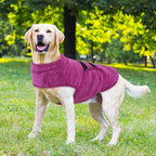 Queenmore Large Dog Sweaters, Soft Fleece Vest Pullover Dog Jacket with Leash Hole, Warm Winter Dogs Clothes Cold Weather Doggy Dachshund Sweater for Large Dogs Cats Boy or Girl (Cationic Berry, L)