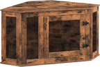 Corner Dog Crate Furniture, Wooden Dog Kennel End Table, Decorative Pet Crate Indoor Use, Furniture Style Dog House for Small Medium Dog, Dog Cage TV Stand, Rustic Brown DCRB0801