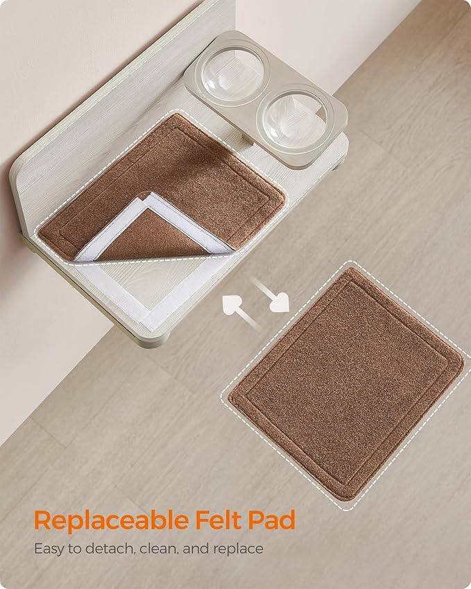 Feandrea Clickat Collection - No.009 Cat Food Station, Wall-Mounted Feeding Shelf with Elevated Bowls, Extremely Quick Assembly, Unlimited Expandability, Replaceable Module and Felt Pad