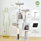Cat Tree Tower for Indoor Cats Large Adult - 65 inch Extra Tall Cat Condo Trees with Scratching Post Hammock Perch - XL Sturdy Big Heavy Duty Multi Level Cat House Towers - Kitty Climbing Furniture