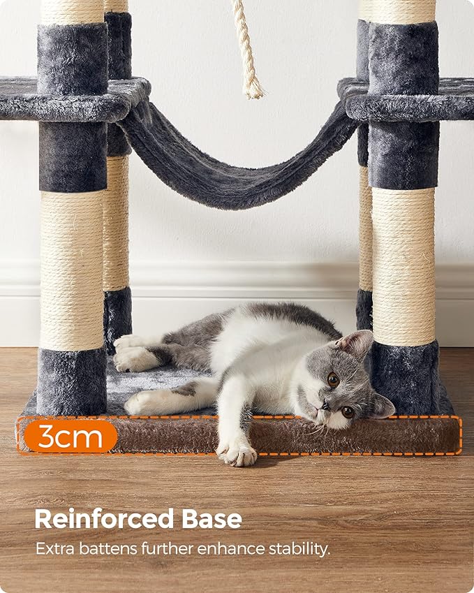FEANDREA Cat Tree, XXL Cat Condo, 164 cm, Smoky Grey PCT087G01