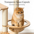 797Audio Modern Wood Cat Tree Tower, 49" Cat Tree with Sisal Scratching Posts, Capsule, Hammock and Scratch Pad for Indoor Cats, Solid Rubber Wooden Cat Tree, Multi-Level Tree for Large Adult Cat