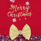 CuteBone Christmas Dog Sweater Dress Turtleneck Puppy Sweater with Bowtie Harness Hole Pullover Winter Dress for Medium Dogs DS53XXL
