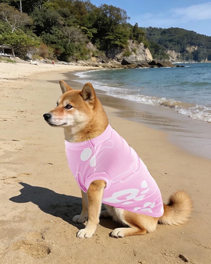 PET SHOW 4 Pack Summer Dog Shirts for Medium Dogs Girl UPF 50+ UV Sun Protection Cooling Clothes Tank Top Floral Puppy T-Shirts Pet Holiday Party Sleeveless Vest Pink(Large)