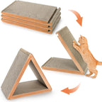 Nicunom 3-Sided Vertical Cat Scratching Post, Cat Scratcher Foldable, Triangle Cat Scratching Board, Multiple Angle Scratch Pad, 6 Usable Sides Recyclable Cat Scratcher Cardboard for Indoor Cats