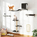 COZIWOW Cat Wall Shelves Set, 5-Piece Wall Mounted Cat Furniture with Cat Tree & Scratching Post, Floating Cat Perches for Indoor Cats（Grey）