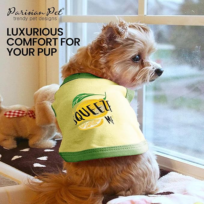 Parisian Pet Dog Shirt – 100% Cotton Shirts for Medium Dogs – Sleeveless Puppy Vest – Lightweight and Breathable Pet Apparel – Pullover Summer Dog Clothes - Stretchy Funny T Shirts for Dogs