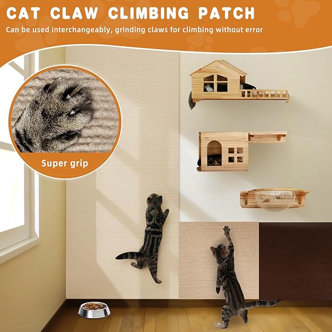 4pack Cat Scratch Couch Furniture and Wall Protector | Adhesive Cat Scratch Pad for Covering Cat Tower, DIY Climbing Cat Scratcher Couch Protector from Cat Claws Scratching (Off-White)