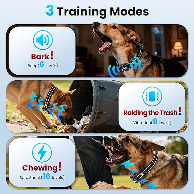 2 in 1 Dog Bark and Shock Collar - 4500FT Bark Collar with Remote, Voiceprint Recognition, Beep/Vibration/Shock Modes, 8 Sensitivity Levels, IP67 Waterproof, Portable Training Collar for 5-120lbs Dogs