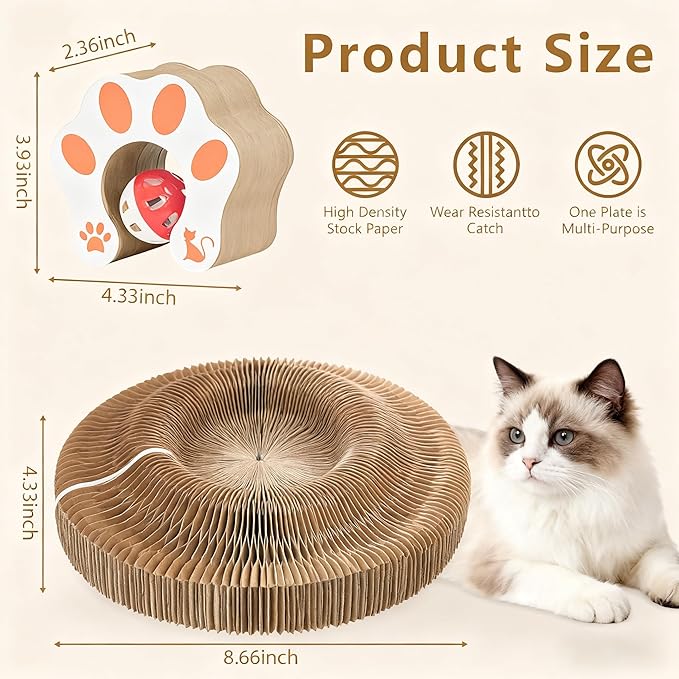 2 Packs Modern Cat Scratcher - Reversible Cardboard Scratcher for Cats, Kitty kurlz cat Toy & Twisty Paws cat Toy, Fun Toys for Bored Indoor Cats