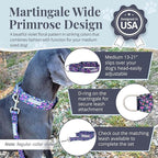 Lucky Love Dog Wide Martingale Dog Collar - No-Slip, Durable, & Soft Webbing 1.5 inch Martingale Collar for Dogs Male and Female Ideal for Training & Walking - Primrose, Medium