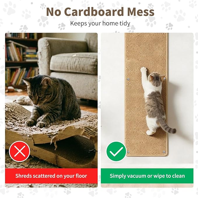71" X 15.8" Thickened Cat Wall Climbing Carpet, Extra Large Cat Wall Scratcher Mat Tall Wall Mounted Climbing Cat Scratcher with 16 pcs Fixed Nails for Indoor Furniture Couch Sofa Protection (Camel)