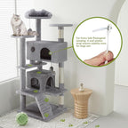 54 Inches Cat Tree Tower Condo Furniture, Cat Tower for Indoor Cats, Cozy Hammock and Sisal Scratching Posts, Multi-Level Durable Cat Scratch Post for Kittens Pet House Play, Detachable Toy, Beige