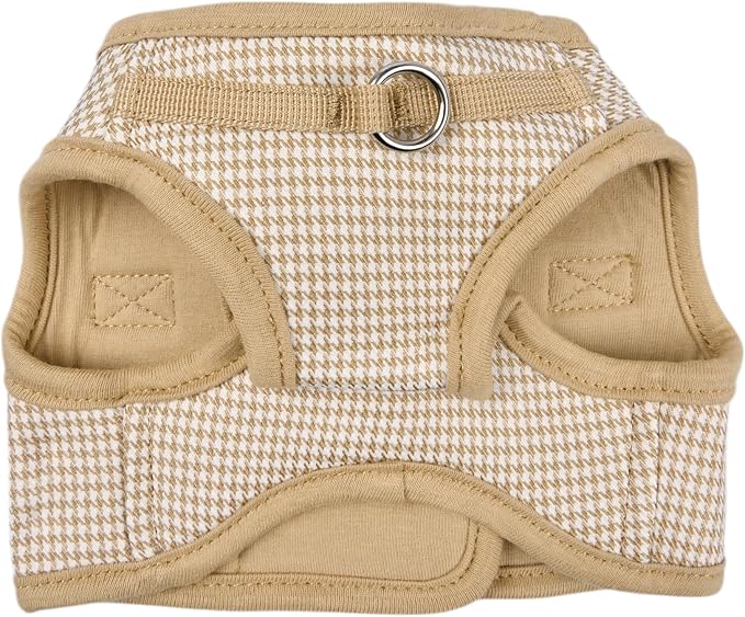 Puppia Amatus Dog Vest Harness B (Step-in) Fashionable Houndstooth Pattern Spring Summer Harness for Small and Medium Dogs, Beige, Medium