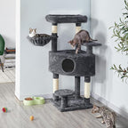 Topeakmart 46'' Cat Tree Cat Tower, with Thicker Scratching Posts, Larger Plush Perch, Spacious Condo, Basket, Multi-Level Cat Condo Furniture for Indoor Cats Kitty Pet Play House