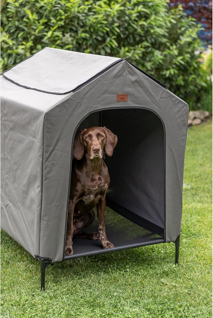 Trixie 2-in-1 Dog House and Bed - Elevated Indoor/Outdoor Tent with Removable Cover - Waterproof and Sun-Resistant - for Large Dogs up to 100 lbs - 39.4 x 35.4 x 48.8 in