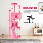 24/7 Shop at Home Court 70 inch Multi-Level Cute Cat Tree Tower with Dangling Ball and Scratching Posts for Indoor Cats Adults, Kitten Supplies, Pet House, Pink