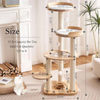 797Audio Modern Solid Wood Cat Tree Tower, 49" Tall Cat Tree with Sisal Scratching Posts and Capsule for Adult Cats, Natural Oak Wooden Cat Tower,Aesthetic Multi-Level Cat Climbing Tree for Indoor Cat