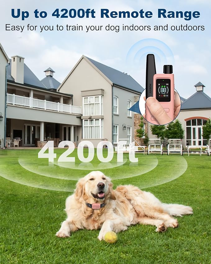 Jugbow Dog Shock Collar - 4200FT Dog Training Collar with Remote Innovative IPX7 Waterproof with 4 Training Modes, Rechargeable E-Collar for All Breeds(PK)