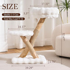 HITTITE Natural Solid Wood Cat Tree Tower with Scratching Post, 32 Inches Tall Modern Cat Tower with Cozy Bed and Platforms, Luxury Real Branch Cat Tree for Indoor Cats Large Adult, White.