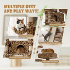 SHA CERLIN 81 Inches Extra Large Cat Tree for Indoor Adult Cats/XXL Big Cat Tower with Condo/Cozy Perches/Sisal Scratching Posts and Hammocks/Activity Center/F80/Heavy Duty/Leopard Print