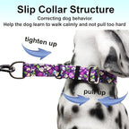 Martingale Collar for Dogs with Buckle Floral No Pull Training Dog Collars (Purple Floral, Medium)