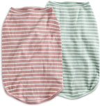 Koneseve Dog Shirt Vest Lightweight Stretchy Dog T-Shirts Soft Cool Sleeveless Stripe Vests Breathable Clothes for Puppy Kitty Cats Small Medium Large Dogs 2 Pack Pink + Green [ S/Small ]