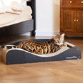 FUKUMARU Cardboard Cat Scratcher Bed, Extra Long 29.1 Inch Cat Scratch Bed Couch Indoor, Natural Felt Multifunctional Cats Scratching Lounger, Horizontal Kitten Cats Scratch Pad with Ball Toy, Black