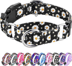Hikiko Martingale Collar for Dogs with Buckle for Small Medium Large Dogs Soft Nylon Daisy Dog Collars Walking Training（Pure Daisy,Large）