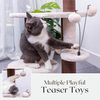 PetPals 5-Level 35" Cat Tree Tower with Paper Handwoven Basket Bed,Multi-Level Climbing Activity Tower with Replaceable Paper Rope Scratching Posts (Cream and Brown)