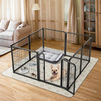 FXW Homeplus Unleashed Indoor Dog Playpen - Stress-Free and Safe Play, Heavy Duty 24 Inch 8 Panels with Washable Pee Pad for Puppy and Small Dogs, Black│Patented