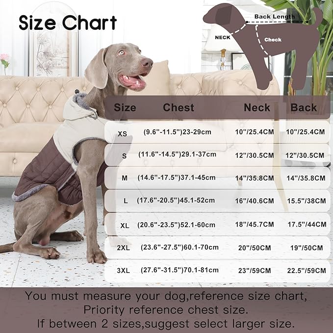 Detachable Hooded Dog Coat with Harness for Small Dogs,Super Warm Fleece Puppy Jacket for Cold Winter Doggie Coats,Brown S