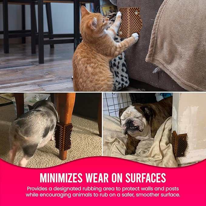 The Original ScratchnAll Animal Scratch Pad, Flexible Acupressure Nubs & Interlocking Design, Very Durable & All-Weather, Great for Domestic, Barnyard and Zoo Animals - USA Made, Brown