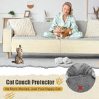 Cat Scratch Couch Furniture Protector, 90" x 16" Trimmable Anti-Scratch Couch Protector from Cat Claws with Double Self-Adhesive Carpet, Great for Sofa & Indoor Wooden Furniture (Off White)