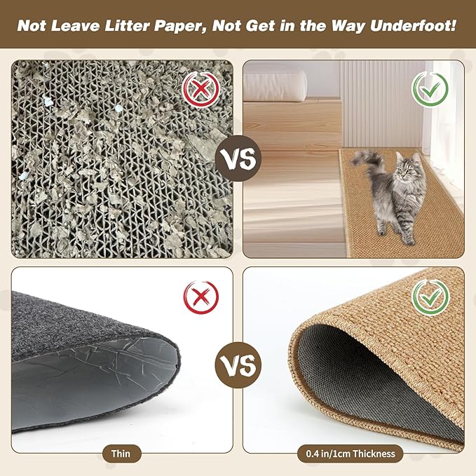 FHTONGE 39.4x15.8 Thickened Cat Wall Climbing Carpet with 16 Fixed Nails, Extra Large Tall Cat Scratch Pad for Wall, Wall Mounted Climbing Cat Scratcher for Furniture Couch Sofa Protector(Camel)