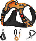 NESTROAD No Pull Dog Harness,Adjustable Oxford Dog Vest Harness with Leash,Reflective No-Choke Pet Harness with Easy Control Soft Handle for Large Dogs(Large,Orange)