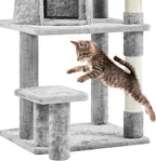 Topeakmart Cat Tree 57in, Multi Level Cat Tower with Basket & Condo & Scratching Post & Padded Perch & Extended Platform & Fur Ball Cat Furniture