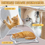 25.6 Inch Large Scratching Mat for Indoor Cats Natural Cotton Rope Flat Scratcher with Ear Hooks and Ball Toy Cat Scratch Rug Pad for Wall, Couch, Carpets, Sofas(Light Gray)