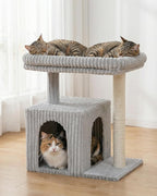 Cat Tree for Large Cat, 20.9 * 15.7in Large Perch Bed for Adult Cats, 22.8in Cat Tower with Scratching Post, Cat Condo with 2-Door for Indoor Cats, Light Gray